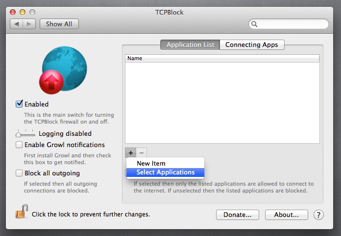 block outgoing connections for app mac osx